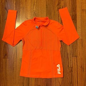 FILA SPORT Running Quarter-Zip Pullover Top Orange Size M